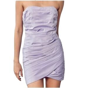 NWT DO+BE Lavender Purple Pleated Ruched Strapless Y2K Mini Dress Size Large